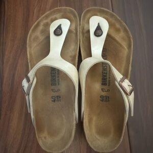 Birkenstock Cream and Brown Sandals